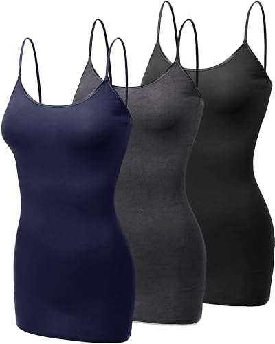 Emmalise Damen Basic Casual Lange Camisole Verstellbare Träger Cami Layering Top - - Mittel von Emmalise