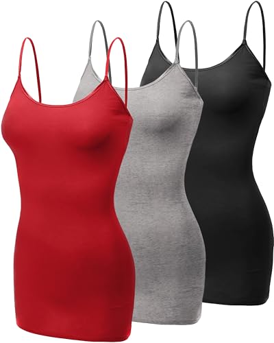 Emmalise Damen Basic Casual Lange Camisole Verstellbare Träger Cami Layering Top - - X-Groß von Emmalise