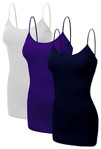 Emmalise Damen Basic Casual Lange Camisole Verstellbare Träger Cami Layering Top - - X-Groß von Emmalise