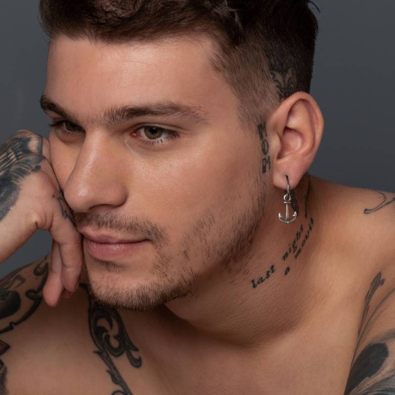 Jewellery Gift For Men Geschenk Für Ihn Sterling Silber Ohrring Männer Hoop Herren Baumeln Anker Nicht Binärer Schmuck von EmmanuelaForMen