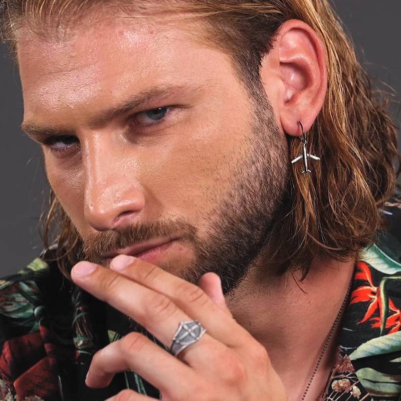 Jewellery Gift For Men Handgemachter Schmuck Geschenk Für Ihn Sterling Silber Ohrring Männer Creolen Flugzeug Baumelnde Ohrringe von EmmanuelaForMen