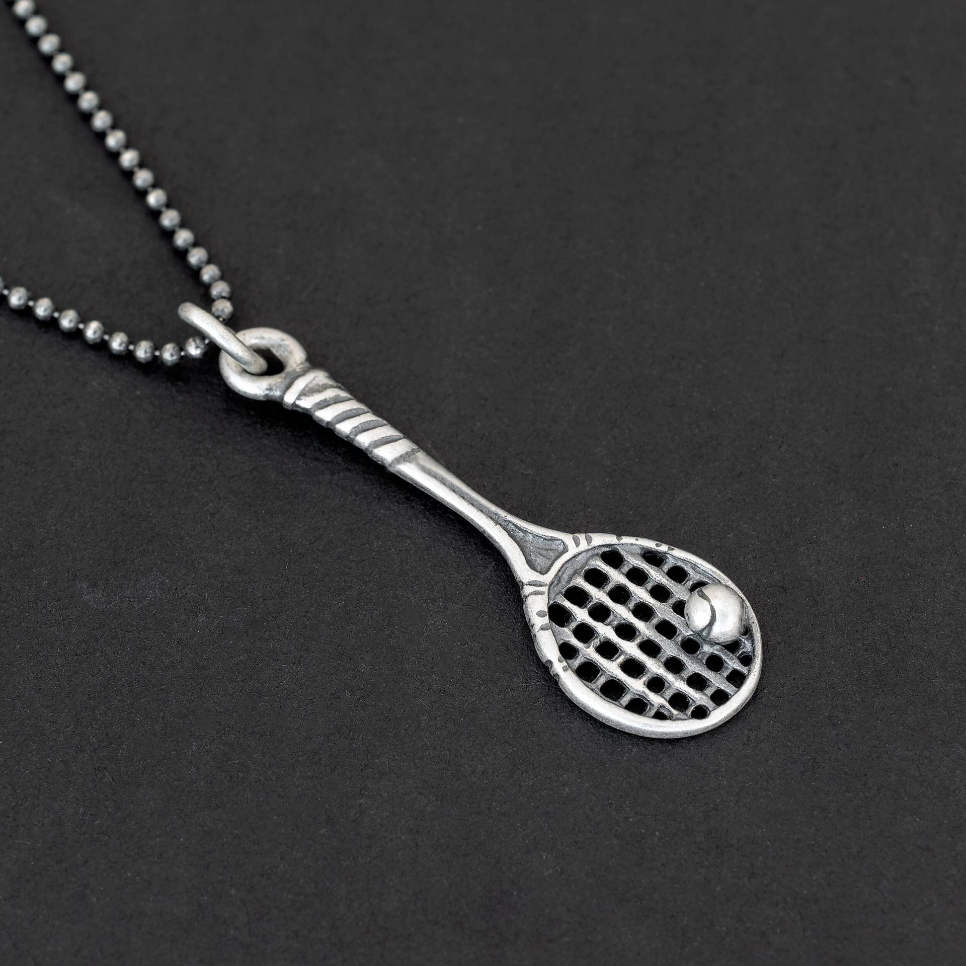 Oxidierte Sterling Silber Tennisschläger Halskette - Sport Schmuck Geschenk von EmmanuelaForMen