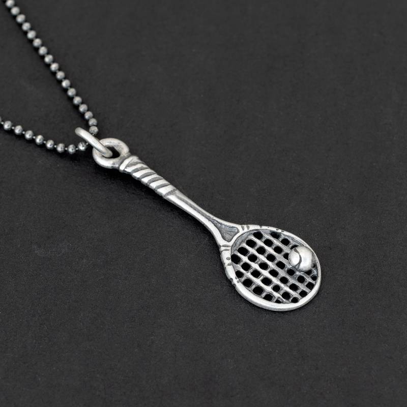 Oxidierte Sterling Silber Tennisschläger Halskette - Sport Schmuck Geschenk von EmmanuelaForMen