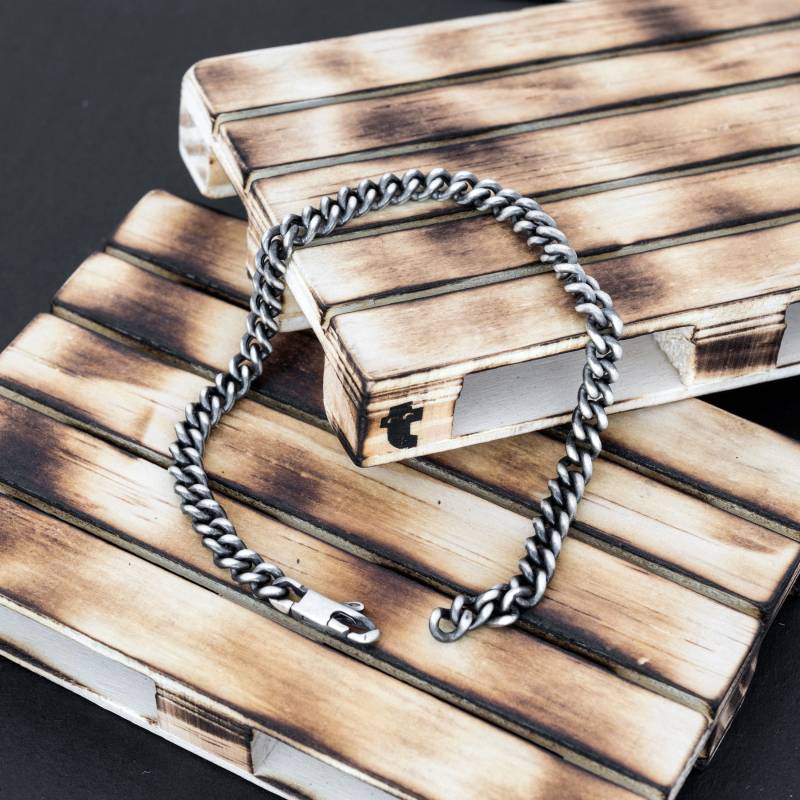 Oxidiertes Sterlingsilber Kettenarmband Für Männer Gothic Schmuck Bestes Geschenk Männer von EmmanuelaForMen