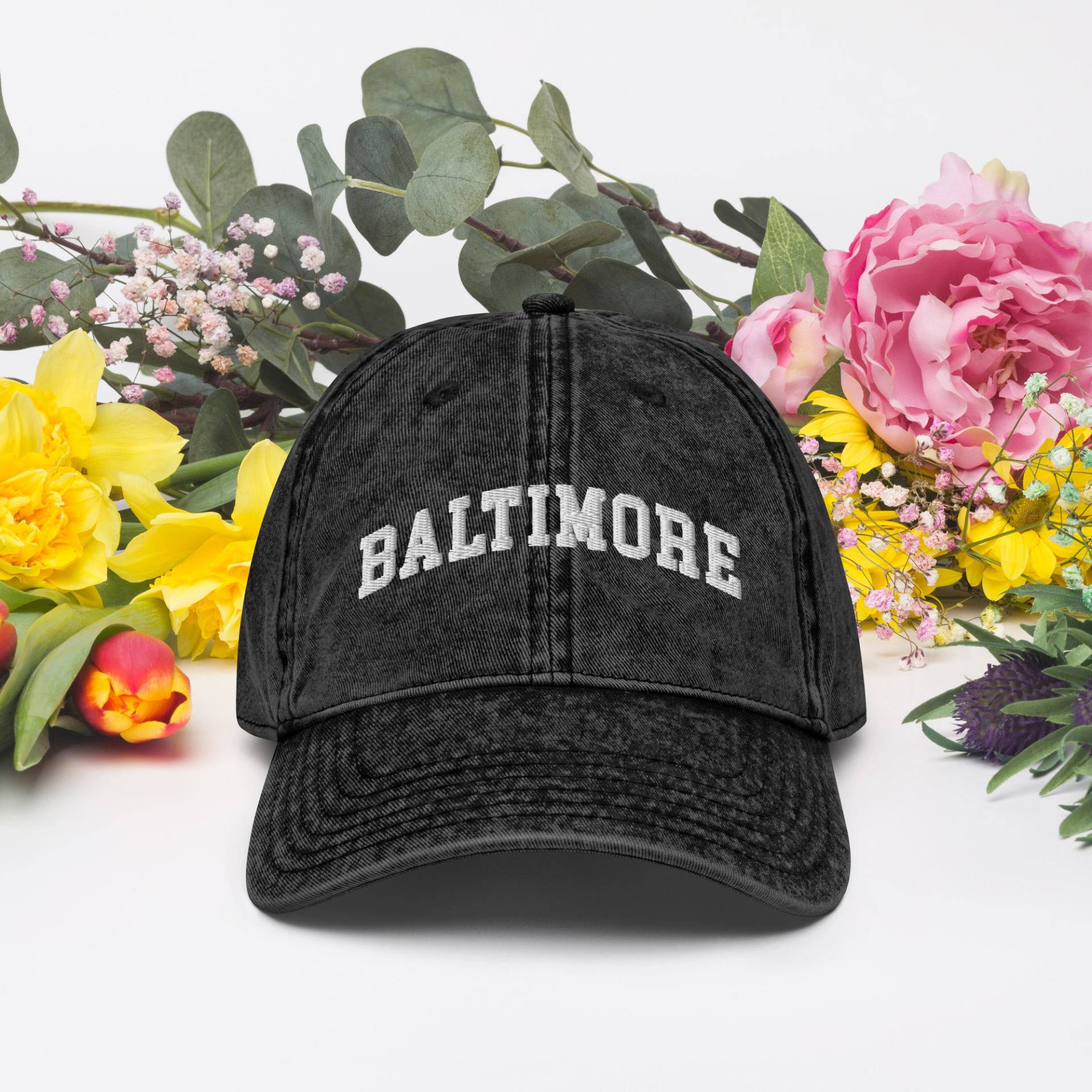 Baltimore Papa Mütze | Baltimore Maryland Bestickte Benutzerdefinierte Jeanshut Raben Uni-stil Hut von EmmarieDesignsCo