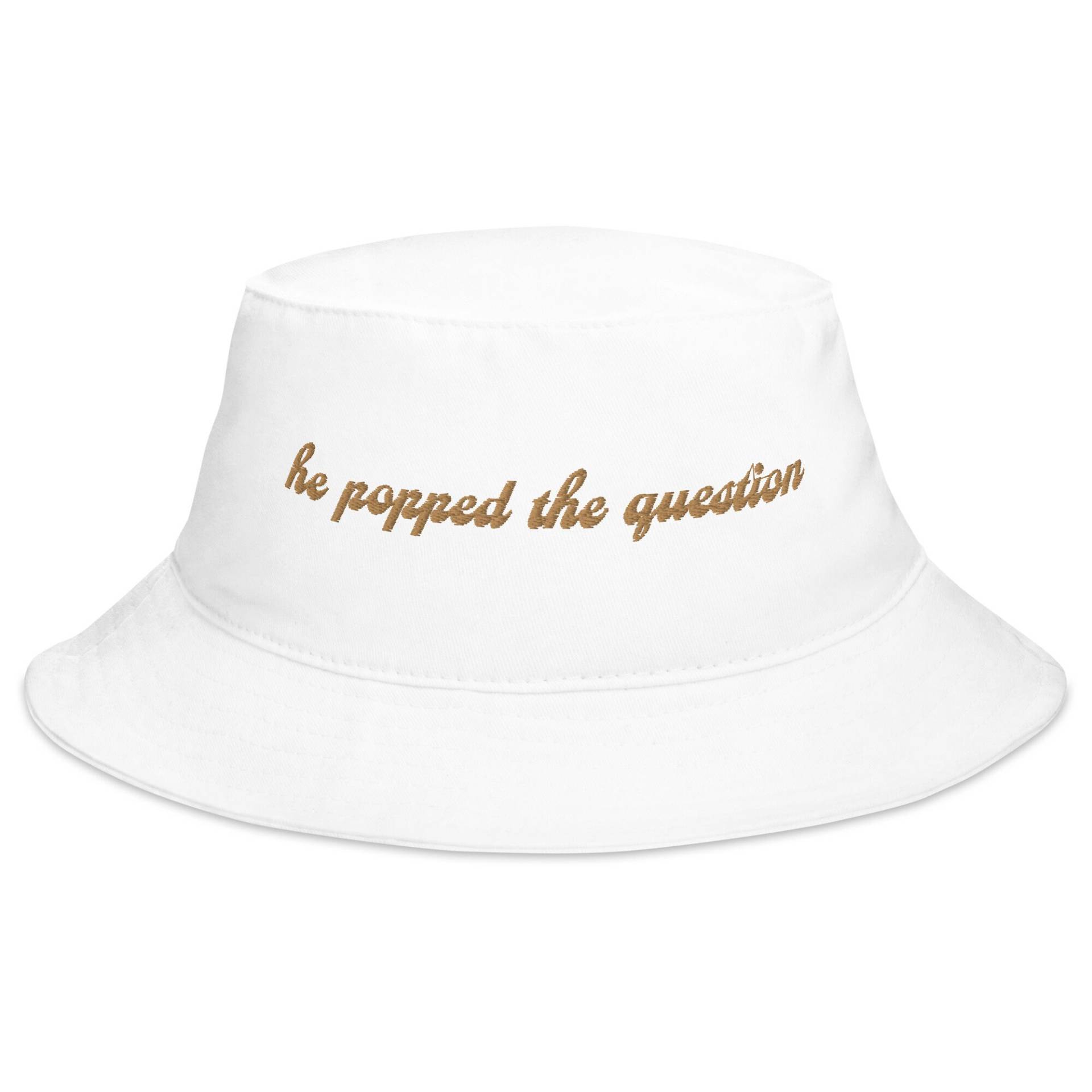 Er Popped The Question Bucket Hat | Braut Brautjungfern Mütze Eimerhut Brautparty Bachelorette Mützen von EmmarieDesignsCo