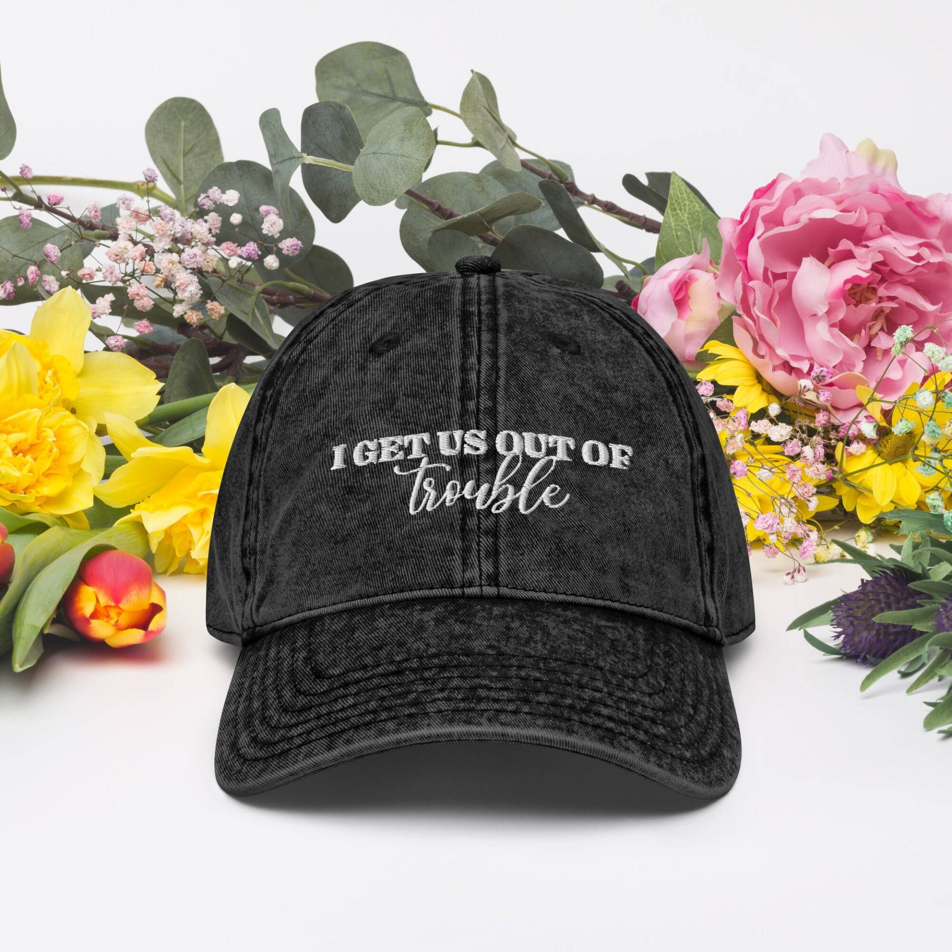 I Get Us Out Of Trouble Dad Hat | Passende Mützen Schwestern Beste Freundin Personalisierter Papa Hut Schwester Geschenk Besties von EmmarieDesignsCo