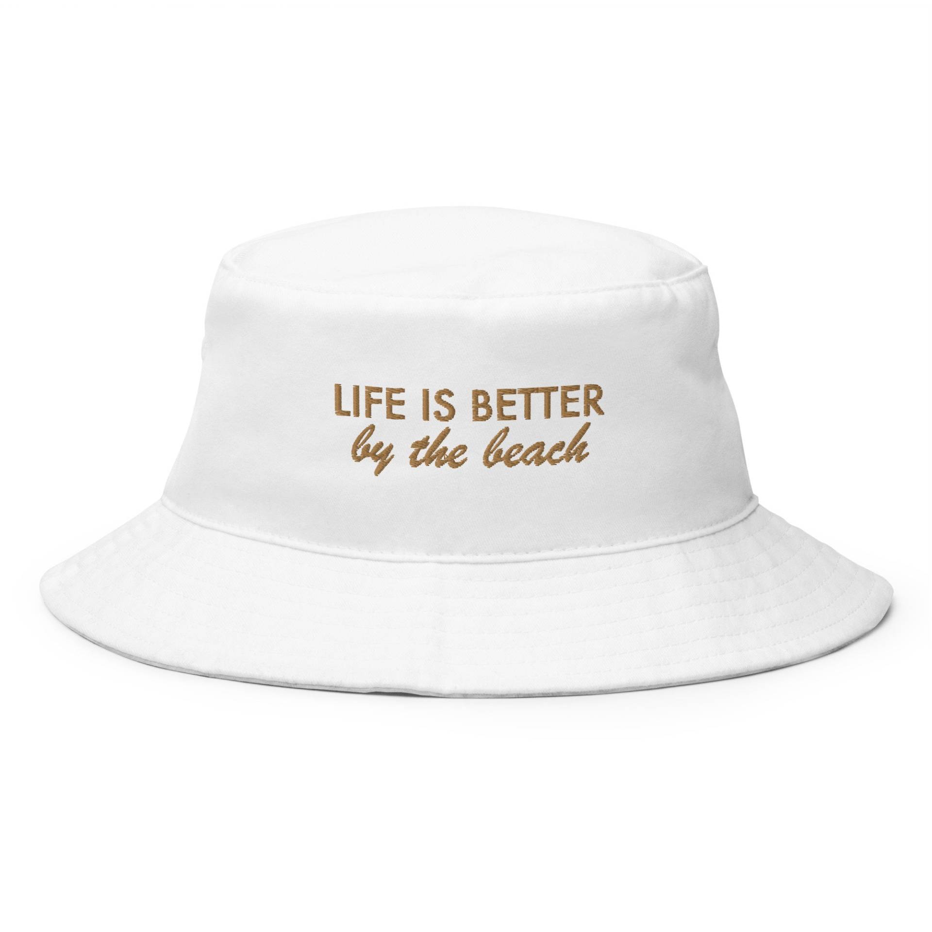 Life Es Better At The Beach Bucket Hat | Eimerhut Vibes Sommer Sommermütze Bestickte Mütze Personalisiertes Geschenk Benutzerdefinierte von EmmarieDesignsCo