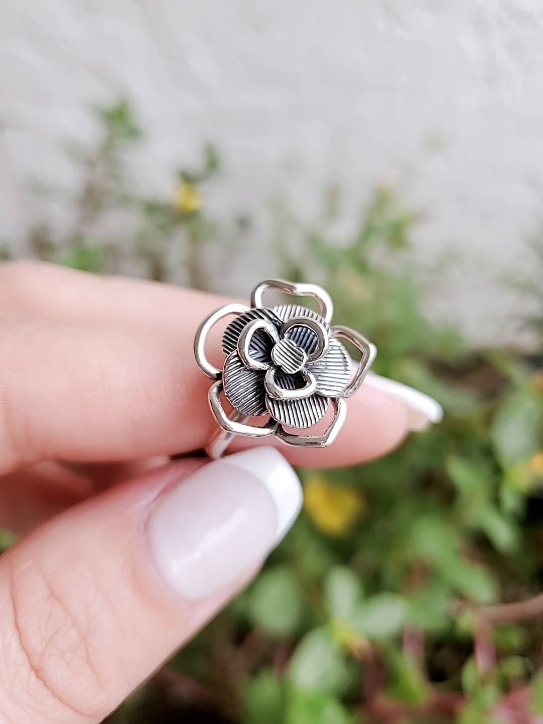 Blumenring, Sterling Silber Ring, Statement Damen Jubiläumsgeschenk, Geschenk Für Sie von Emmaverajewelry