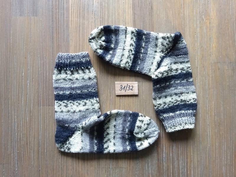 Handgestrickte Socken, Wollsocken, Gr. 31/32, Wintersocken, Braun/Grau/Creme Handgestrickte Socken, Wollsocken, Gr. 31/32, Wintersocken, Braun/Grau/Creme von EmmelotteHandmade