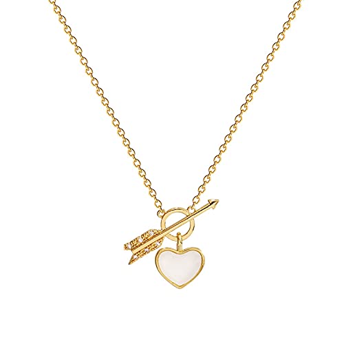 Emmie Jewelry Damen Halskette 18K Vergoldet mit Anhänger Heart-Arrow I Hochwertige Kette für Frauen, Mädchen mit Herz-Pfeil Gravur I Modeschmuck Halsketten Nickelfrei (Gold) von Emmie Jewelry