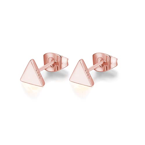 Ohrringe, Ohrstecker Geometrisch aus 925 Sterling Silber im Dreieck I Damenohrringe Stecker Klein und Nickelfrei I Hochwertiger Schmuck für Damen, Frauen und Mädchen (Rosegold) von Emmie Jewelry