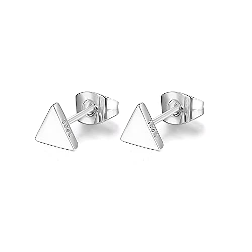 Ohrringe, Ohrstecker Geometrisch aus 925 Sterling Silber im Dreieck I Damenohrringe Stecker Klein und Nickelfrei I Hochwertiger Schmuck für Damen, Frauen und Mädchen (Silber) von Emmie Jewelry