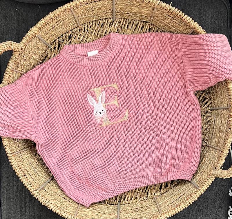 Osterhase Gestickt Personalisieren Übergroßer Name Kinder Kleinkind-Baby-Pullover von EmmieBabyCo