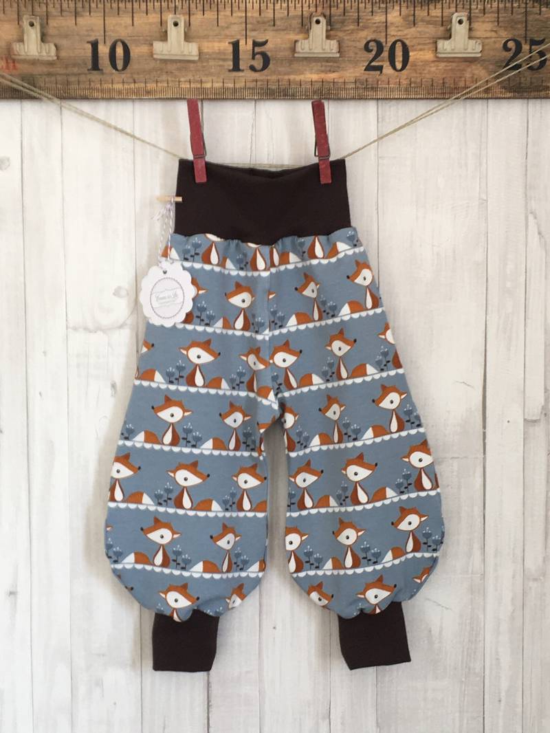 Gr. 68 Pumphose Kleiner Fuchs in Graublau - Mädchen Und Jungen Jersey Babyhose Hose Emmiundliv von EmmiundLiv