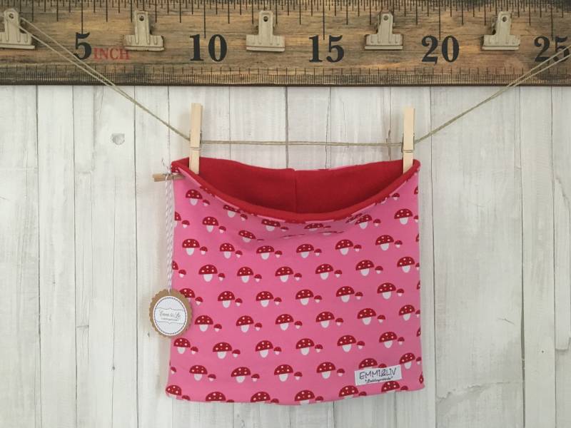 Schlupfschal Gr. 3-6 Jahre Mädchen Jersey Rosa/Fliegenpilz Mit Bio-Baumwollfleece Loop Emmiundliv von EmmiundLiv
