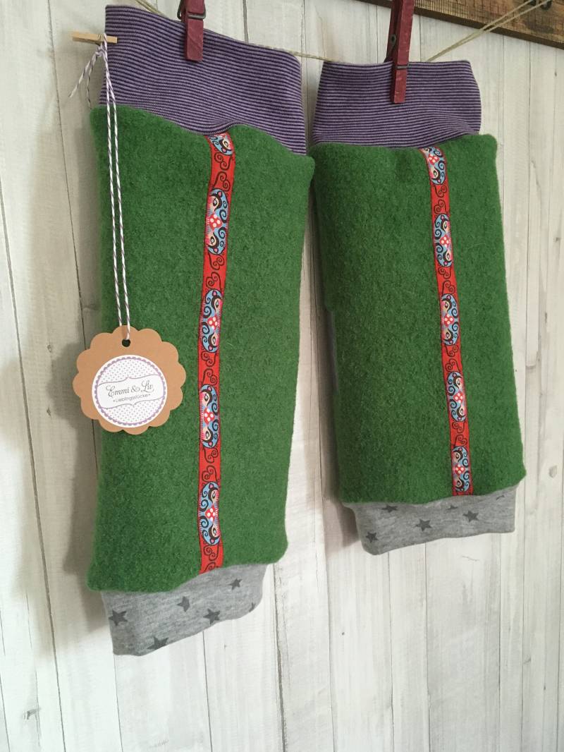 Wendestulpen/stulpen 6-10 Jahre Für Mädchen Aus Walkloden in Grasgrün Mit Jerseyfutter Winter Emmiundliv von EmmiundLiv