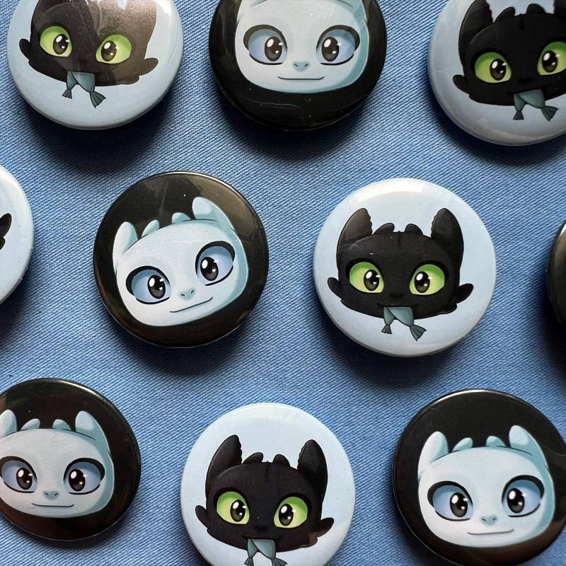 Ohnezahn & Tagschatten Button | Drachenzähmen Leicht Gemacht Fanart von EmmyArtandDesign