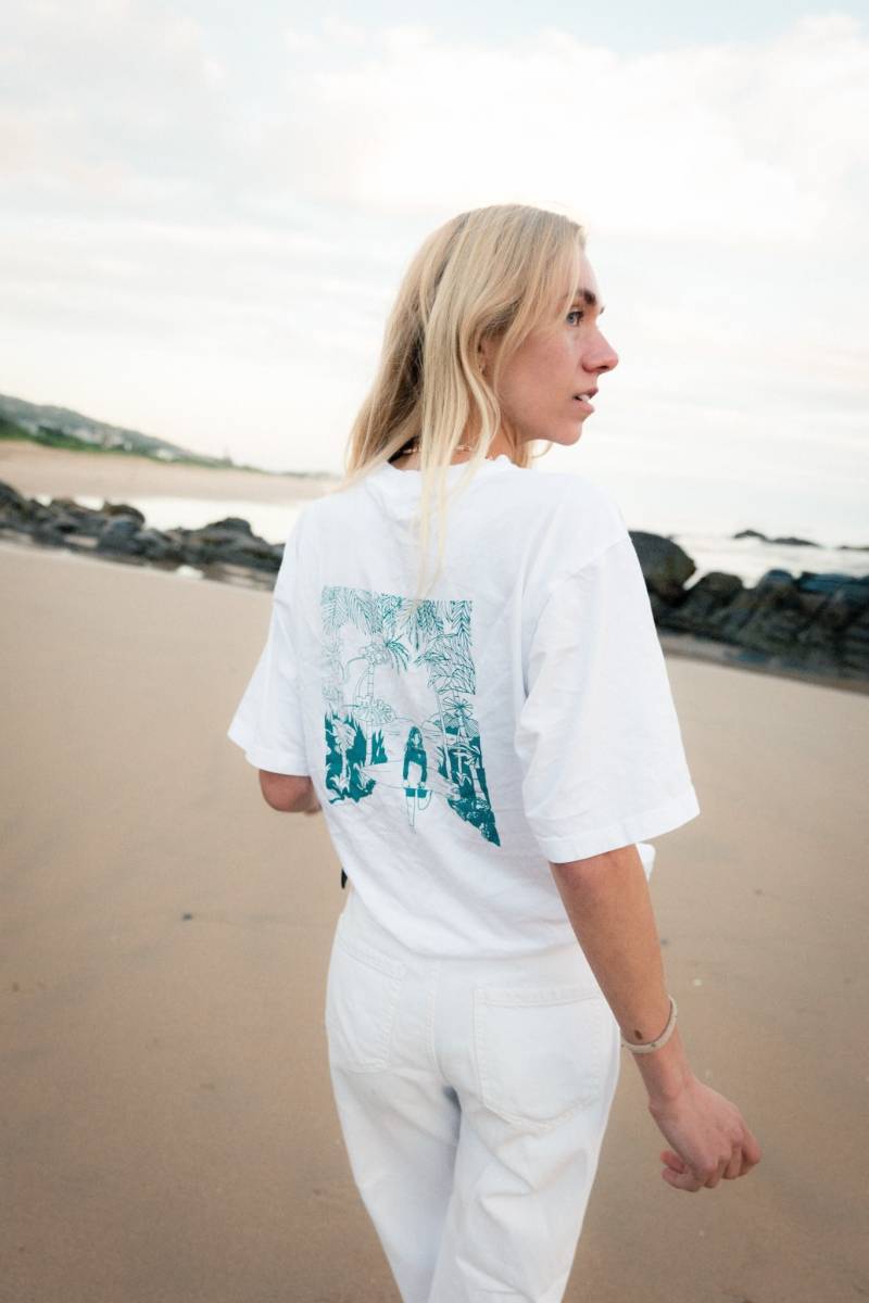 Nachhaltiges Tropic Surf Oversize Shirt Handbedruckt/100% Biobaumwolle von Emoceanshop
