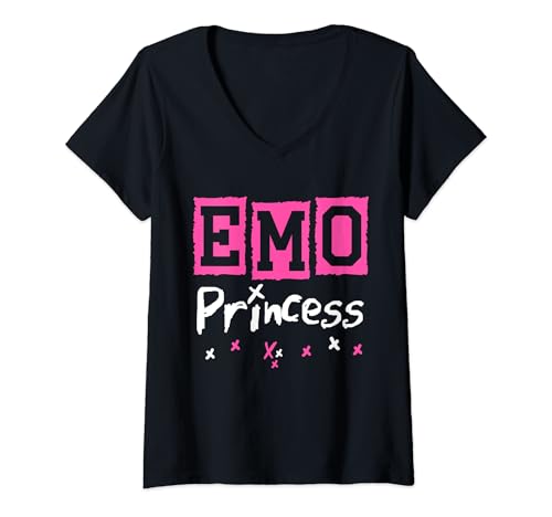 Damen Emo Princess - Spruch für Emo Mädchen T-Shirt mit V-Ausschnitt von Emocore Screamo und Emo Accessoires Emo Party