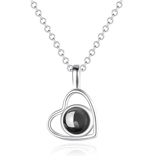 Emoragifou Personalisierte Kette mit Bild Projektion, Halskette Damen mit Foto im Anhänger, Personalisierte Geschenk für Frauen Freundin Ehefrau Mutter - Zum Geburtstag, Valentinstag & Weihnachten von Emoragifou