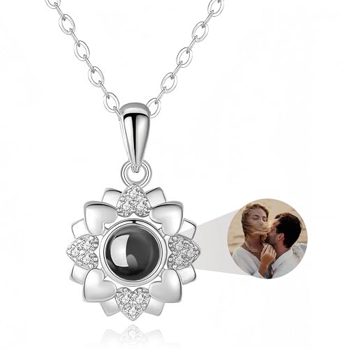 Emoragifou Personalisierte Kette mit Bild Projektion, Halskette Damen mit Foto im Anhänger, Personalisierte Geschenk für Frauen Freundin Ehefrau Mutter - Zum Geburtstag, Valentinstag & Weihnachten von Emoragifou