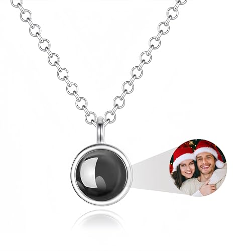 Emoragifou Personalisierte Kette mit Bild Projektion, Halskette Damen mit Foto im Anhänger, Personalisierte Geschenk für Frauen Freundin Ehefrau Mutter - Zum Geburtstag, Valentinstag & Weihnachten von Emoragifou
