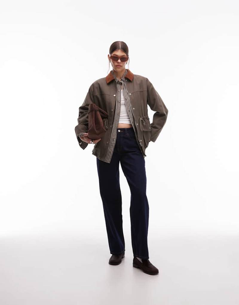 Emory Park - Oversize-Arbeiterjacke in Olivgrün mit Knopfleiste von Emory Park