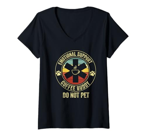 Damen Emotional Support Coffee Buddy Party Coffeinated Coffeinated T-Shirt mit V-Ausschnitt von Emotional Support Coffee Buddy Lover