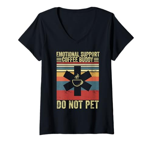 Damen Emotional Support Coffee Buddy Party Coffeinated Coffeinated T-Shirt mit V-Ausschnitt von Emotional Support Coffee Buddy Lover