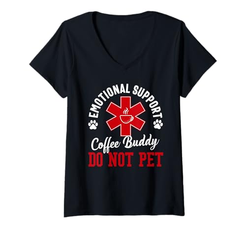 Damen Emotional Support Coffee Buddy Party Coffeinated Coffeinated T-Shirt mit V-Ausschnitt von Emotional Support Coffee Buddy Lover