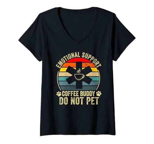 Damen Emotional Support Coffee Buddy Party Coffeinated Coffeinated T-Shirt mit V-Ausschnitt von Emotional Support Coffee Buddy Lover
