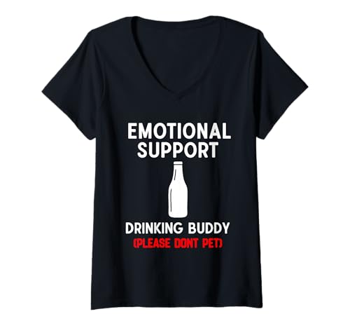 Damen Emotional Support Drinking Buddy Erwachsene sarkastischer Spruch T-Shirt mit V-Ausschnitt Damen Emotional Support Drinking Buddy Erwachsene sarkastischer Spruch T-Shirt mit V-Ausschnitt von Emotional Support Drinking Buddy Adult Funny Humor