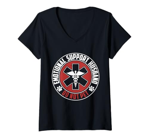 Damen Emotionale Unterstützung Ehemann Nicht Haustier Paare Lustig T-Shirt mit V-Ausschnitt Damen Emotionale Unterstützung Ehemann Nicht Haustier Paare Lustig T-Shirt mit V-Ausschnitt von Emotional Support Husband Do Not Pet Mens Graphics