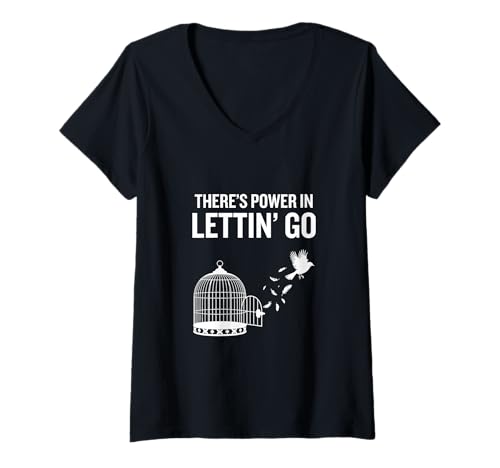 Damen Es liegt Kraft im Loslassen Inspirierende Freiheit Freundlic T-Shirt mit V-Ausschnitt Damen Es liegt Kraft im Loslassen Inspirierende Freiheit Freundlic T-Shirt mit V-Ausschnitt von Emotionale Freundlichkeit Freiheit Empowerment