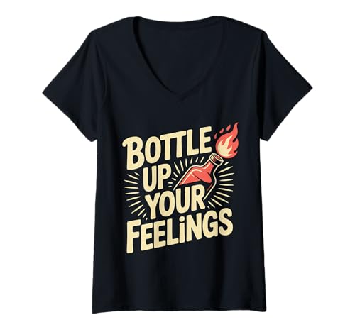 Damen Bottle Up Your Feelings Emotionsausdruck - T-Shirt mit V-Ausschnitt Damen Bottle Up Your Feelings Emotionsausdruck - T-Shirt mit V-Ausschnitt von Emotionaler Humor -Abfüllstimmung