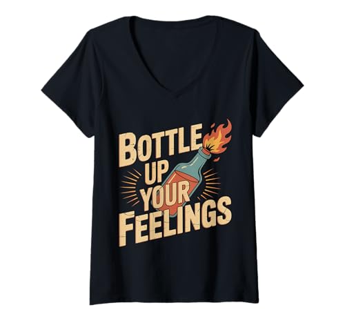 Damen Bottle Up Your Feelings Emotionsausdruck - T-Shirt mit V-Ausschnitt Damen Bottle Up Your Feelings Emotionsausdruck - T-Shirt mit V-Ausschnitt von Emotionaler Humor -Abfüllstimmung