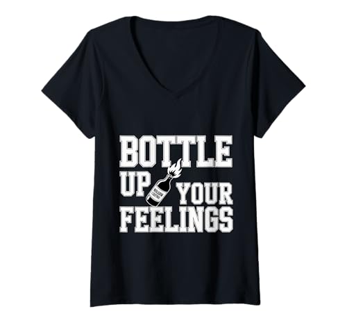 Damen Bottle Up Your Feelings Emotionsausdruck - T-Shirt mit V-Ausschnitt von Emotionaler Humor -Abfüllstimmung