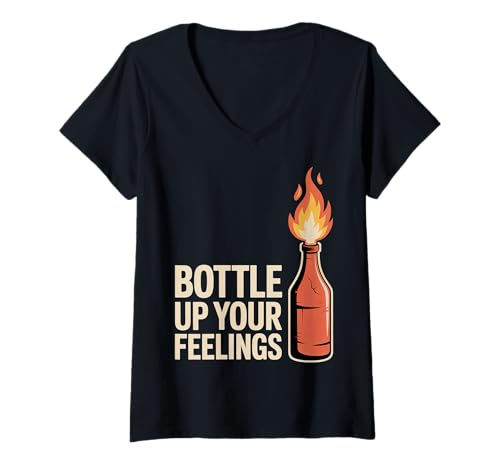 Damen Bottle Up Your Feelings Emotionsausdruck - T-Shirt mit V-Ausschnitt Damen Bottle Up Your Feelings Emotionsausdruck - T-Shirt mit V-Ausschnitt von Emotionaler Humor -Abfüllstimmung
