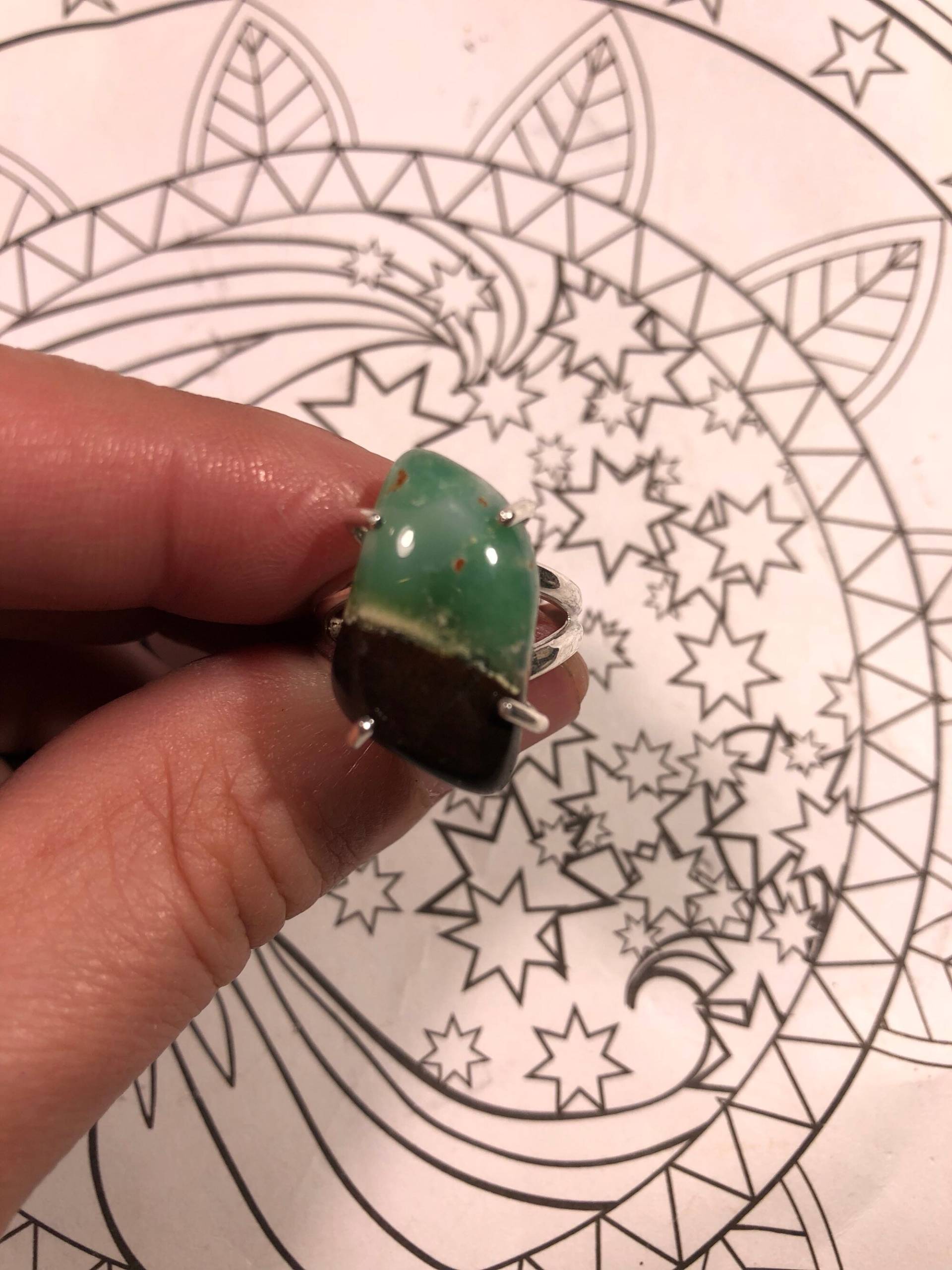 Chrysopras Sterling Silberring von EmpathMoonGems