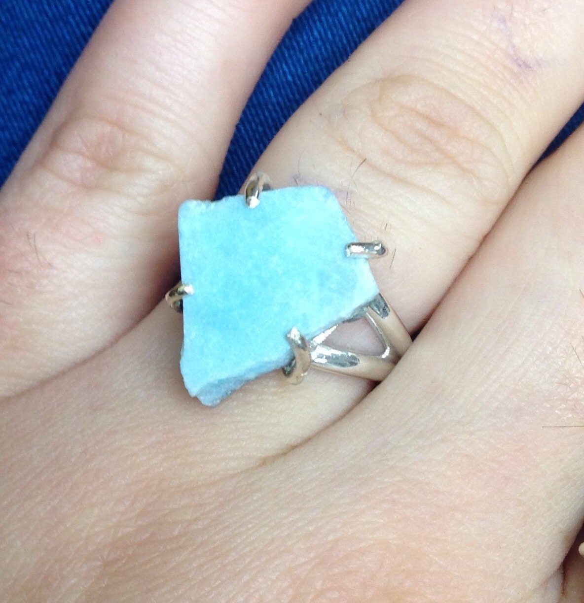 Grobe Larimar Sterling Silberring von EmpathMoonGems