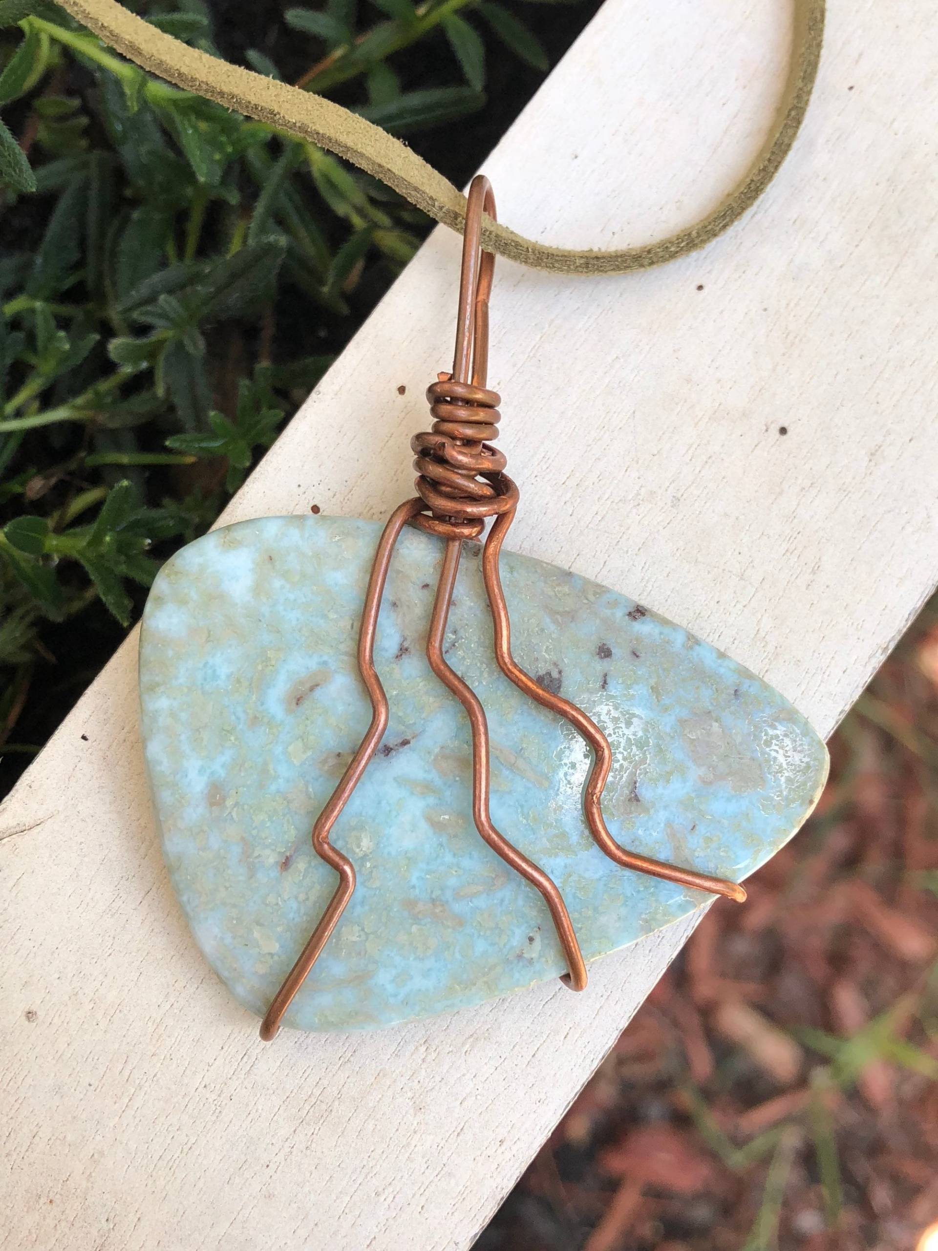 Großer Larimar Und Kupfer Anhänger von EmpathMoonGems