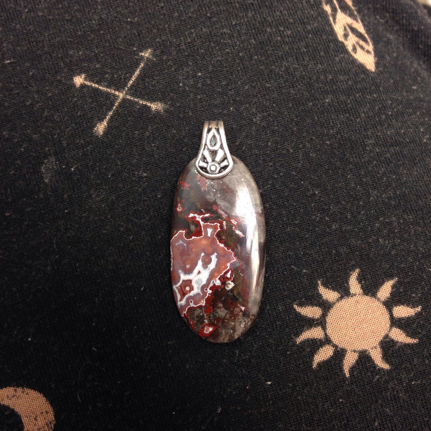 Jasper Cabochon Anhänger Mit Geklebt Sterling Silber Kaution von EmpathMoonGems
