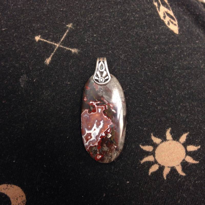 Jasper Cabochon Anhänger Mit Geklebt Sterling Silber Kaution von EmpathMoonGems
