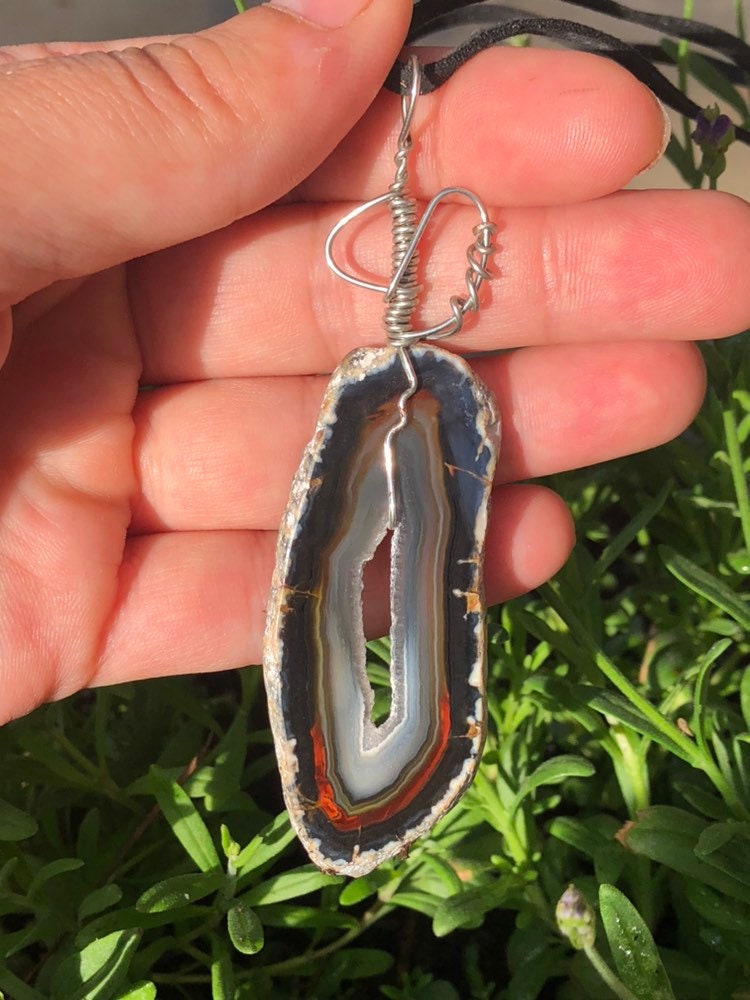 Orange Achat Scheibe Halskette von EmpathMoonGems