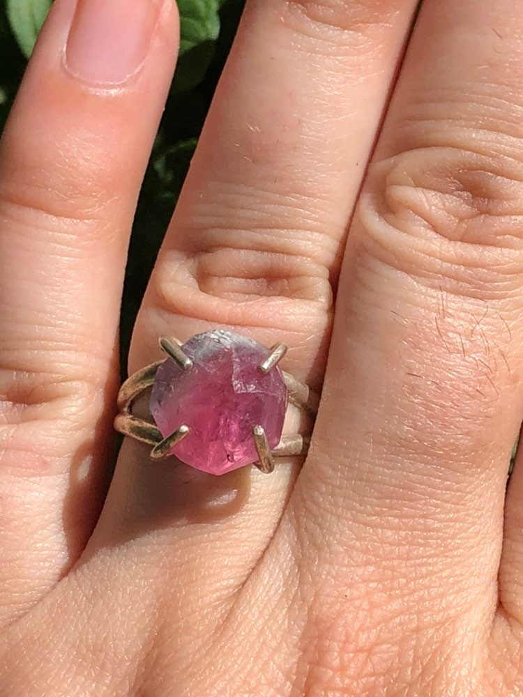Pink Turmalin Sterling Silberring von EmpathMoonGems