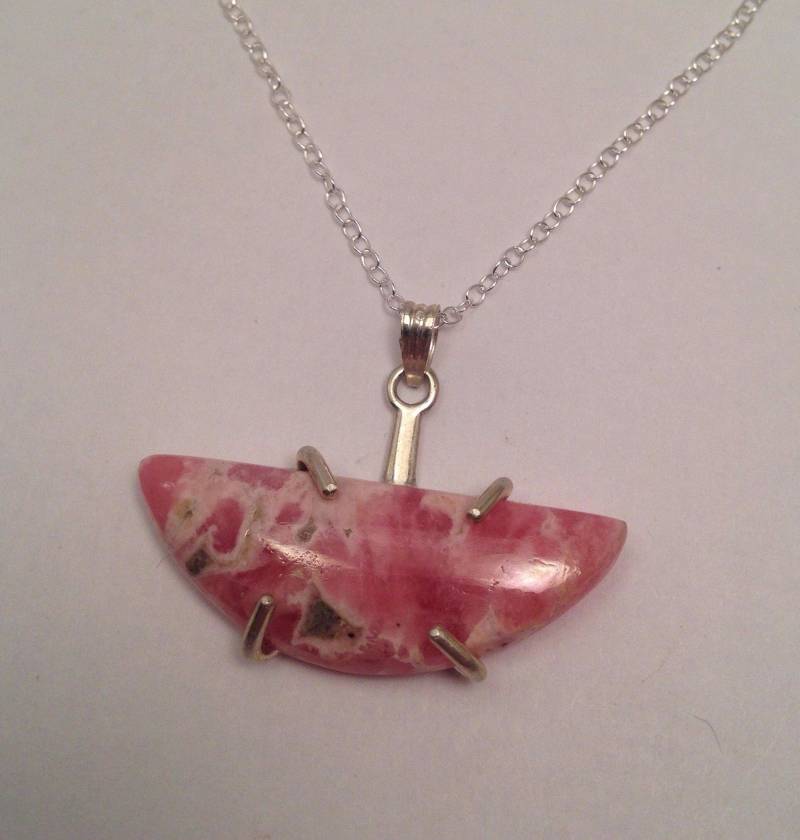 Rhodochrosit Anhänger in Sterling Silber Kette 18" S.s Rhodochrosit Anhänger in Sterling Silber Kette 18" S.s von EmpathMoonGems