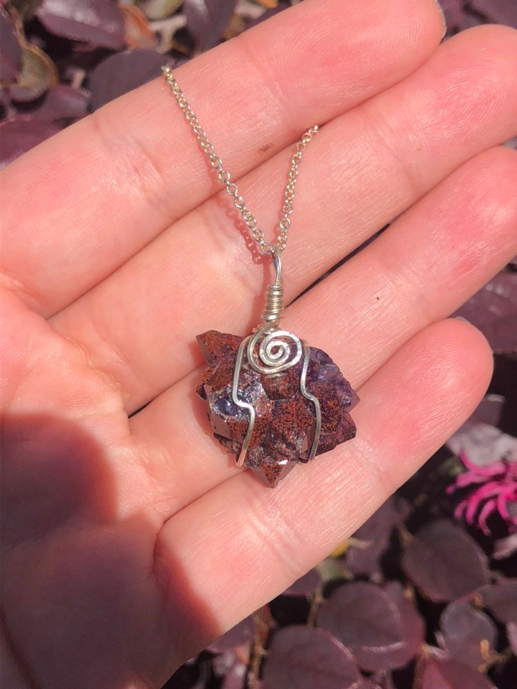 Thunderbay Amethyst Kristall-Cluster Sterling Silber Halskette von EmpathMoonGems