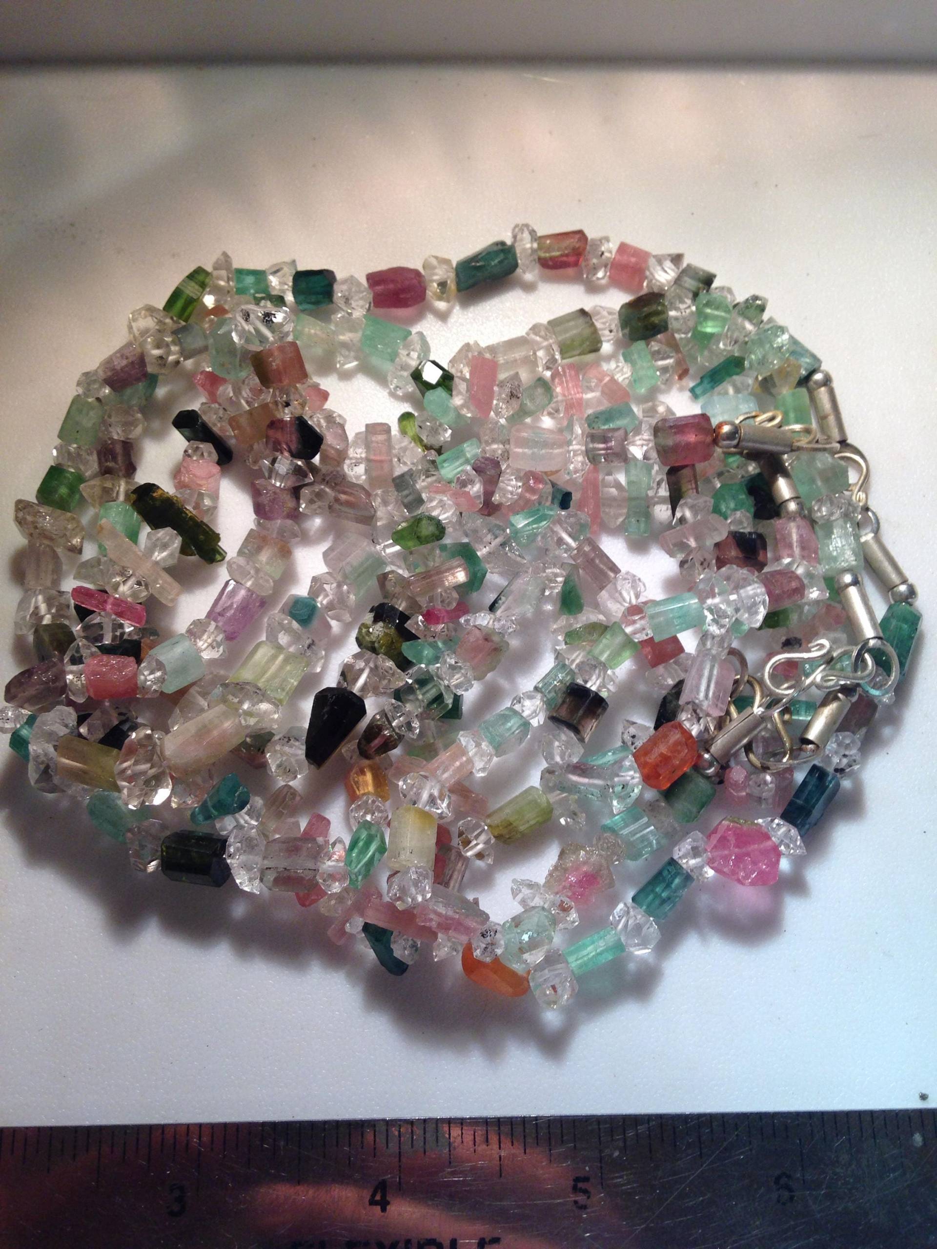 Turmalin Kristalle/Edelsteine Und Himalaya-Diamant-Quarz-Halskette 18" Stehen. Nach Dem Zufallsprinzip Ausgewählt von EmpathMoonGems