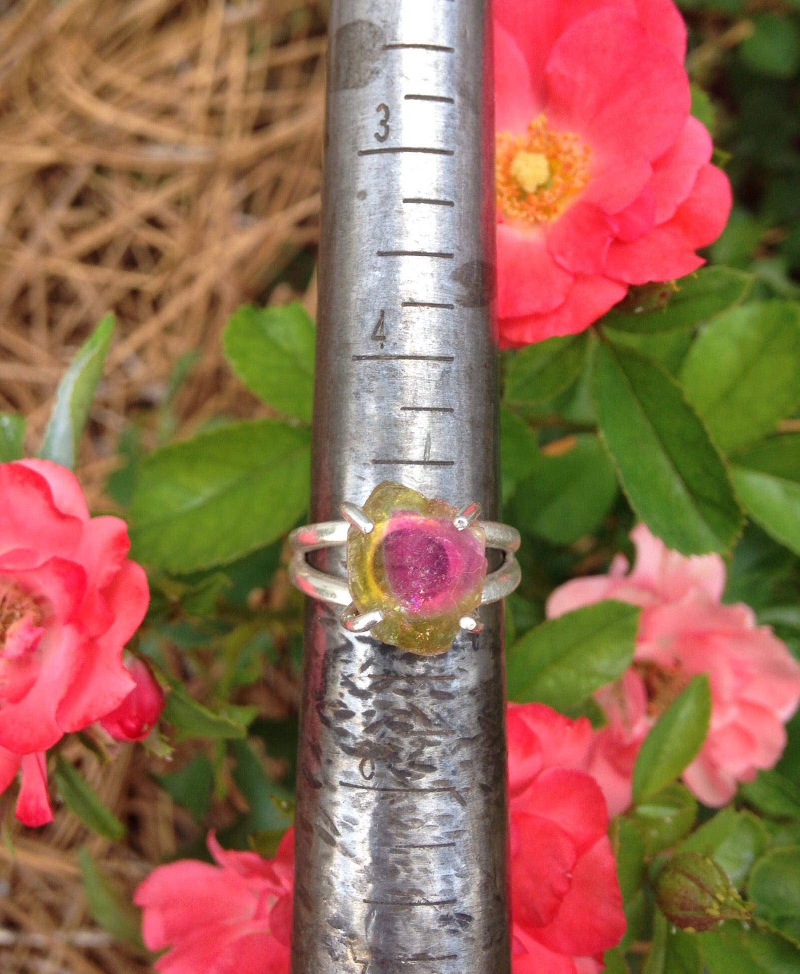Wassermelonen-Turmalin Sterling Silber Ring von EmpathMoonGems